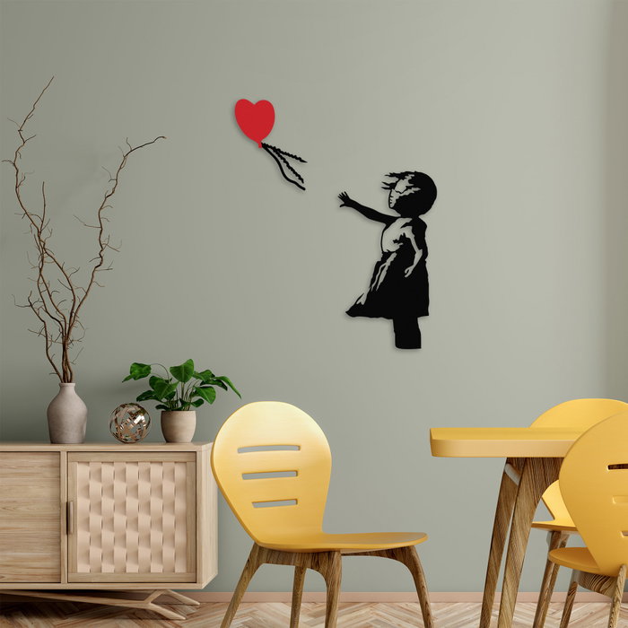 Wallity Banksy - 13 Escultura de pared metálica en Negro y Rojo